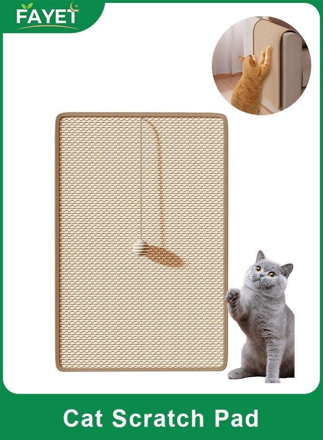 FAYET Cat Scratch Pad with Sisal Mat & Hanging Ball Toy, Wall-Mounted or Floor Scratching Board for Indoor Cats, Furniture and Sofa Protector（30*60cm） - Image 1